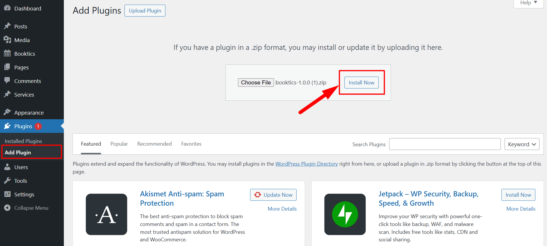 Installing plugins from the WordPress dashboard.
