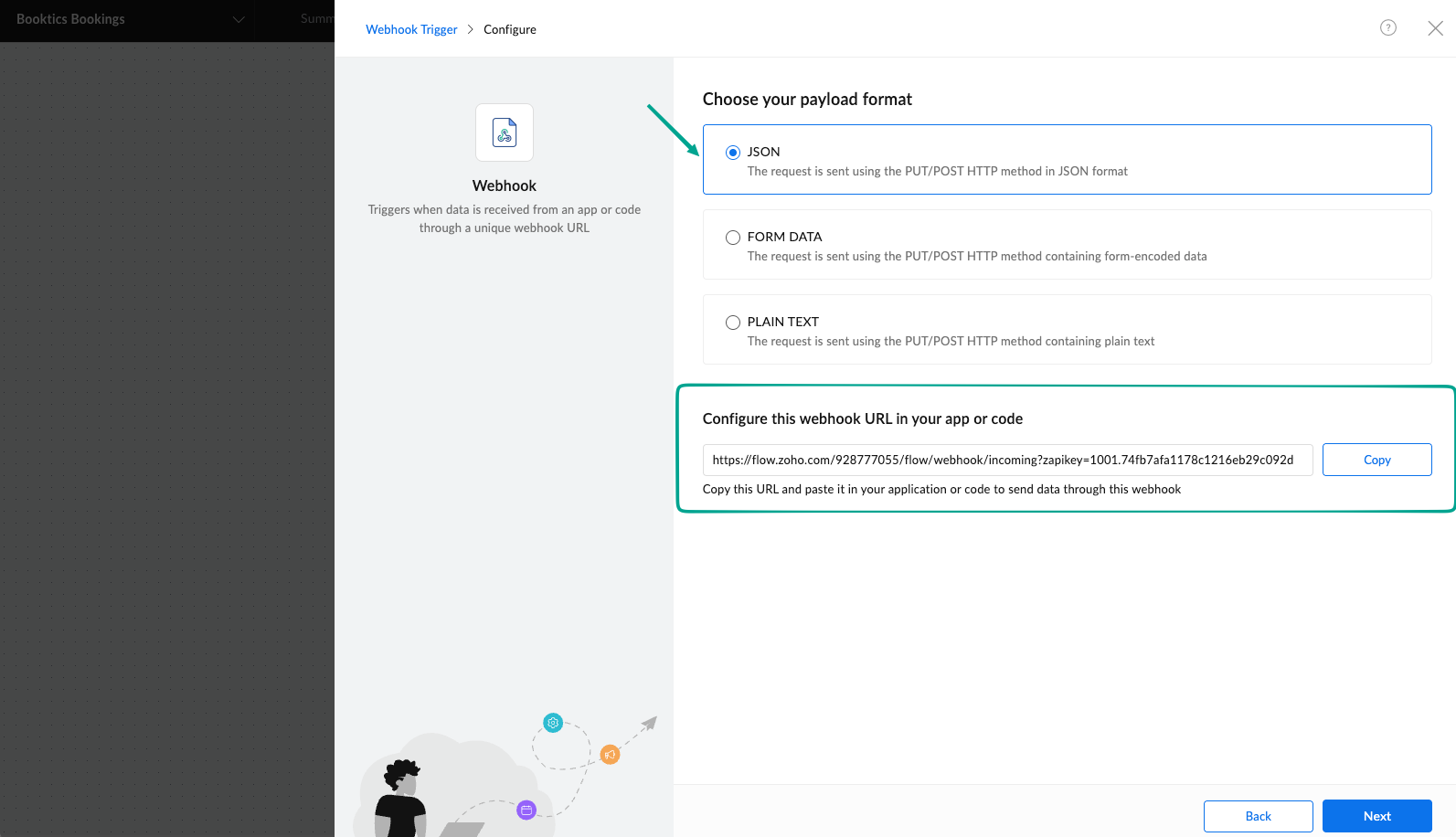 Zoho Flow webhook setup