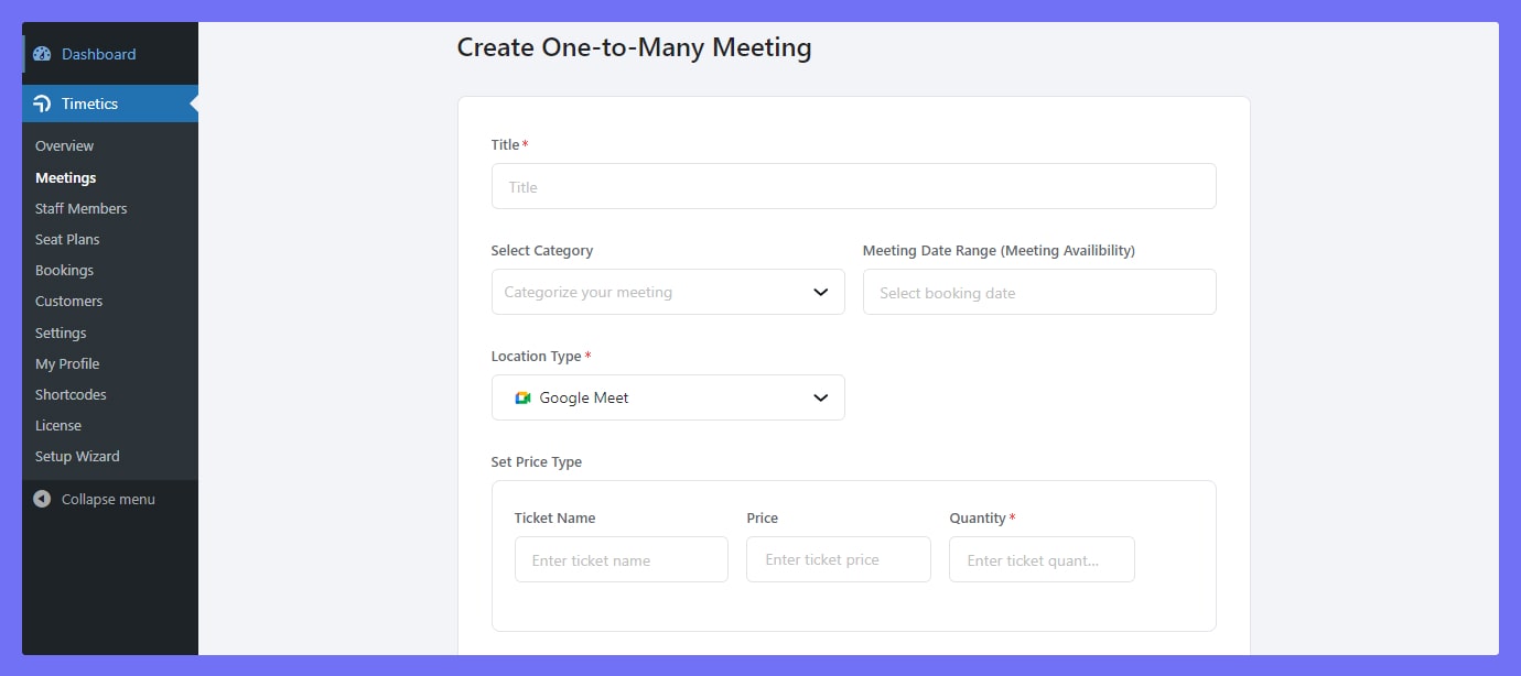 showing how to create one-to-many meeting