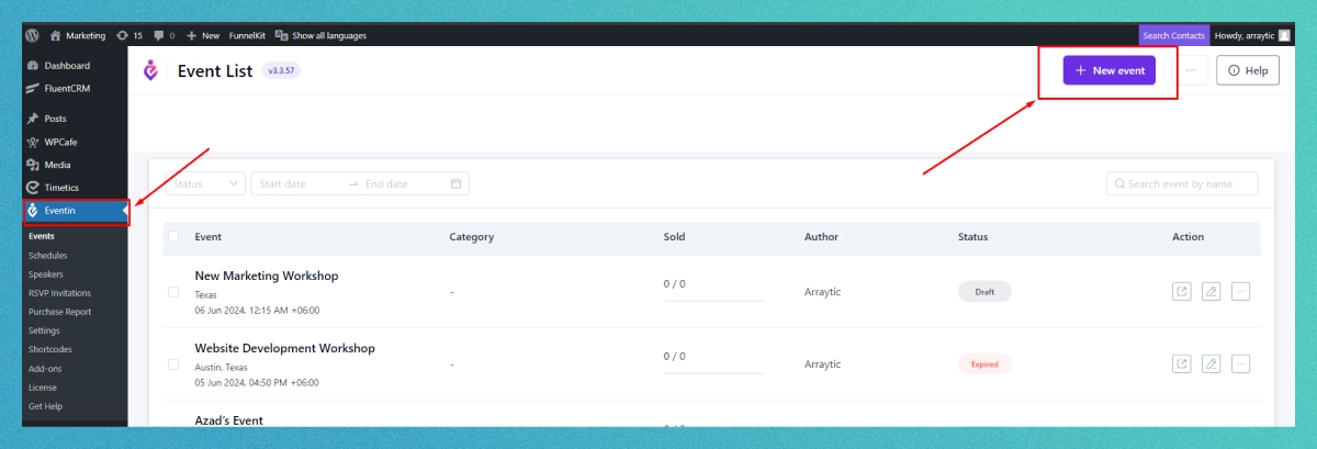 Create Your Event Using Astra and Eventin Event Manager