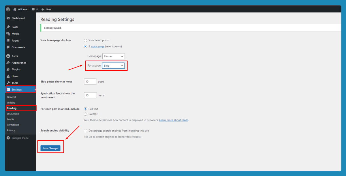 define your blog path in website