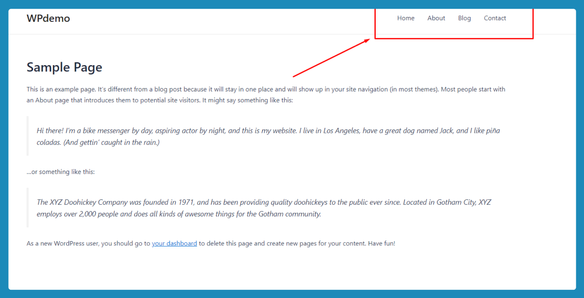 wordpress pages live demo