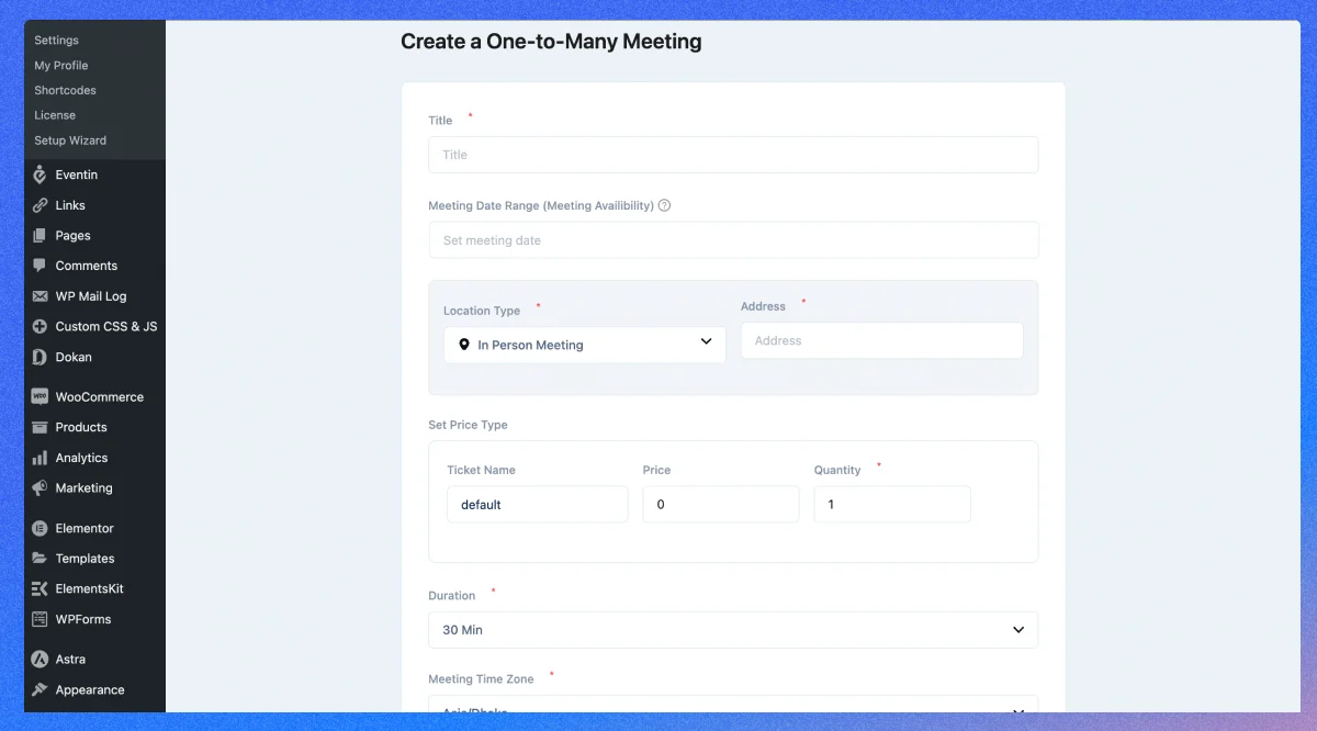 add meeting details