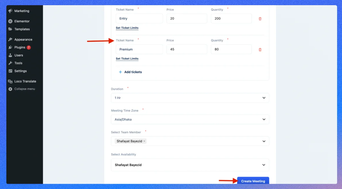 add ticket names
