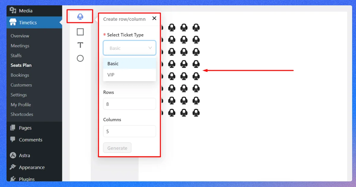 customize seats on seating charts