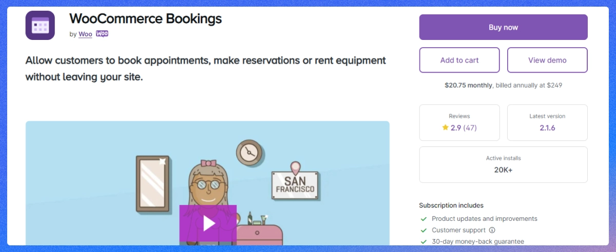 WooCommerce Bookings plugin