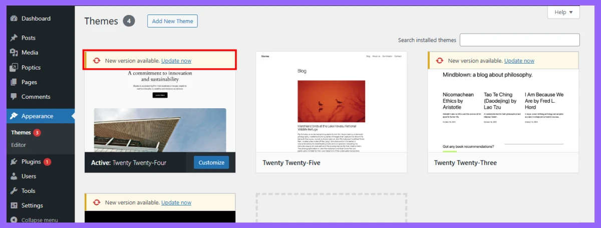 WordPress Theme Update