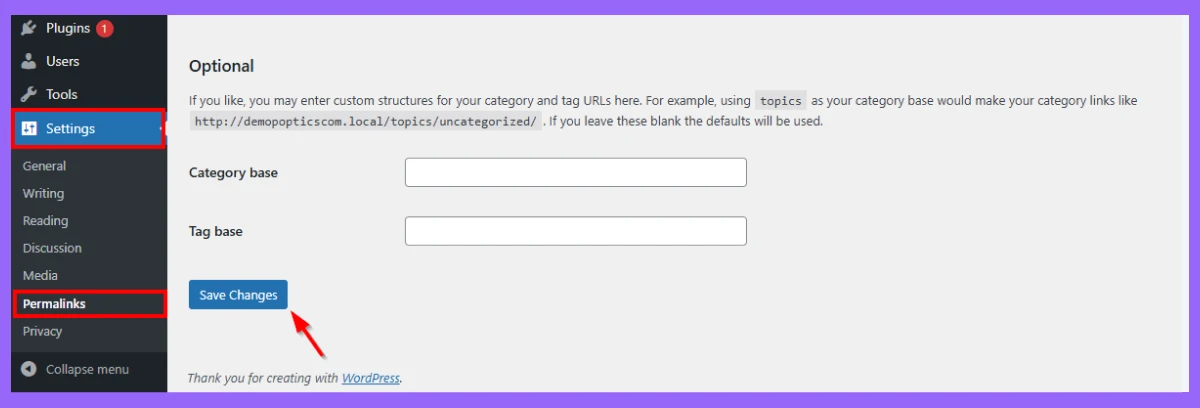 refreshes WordPress’s permalink