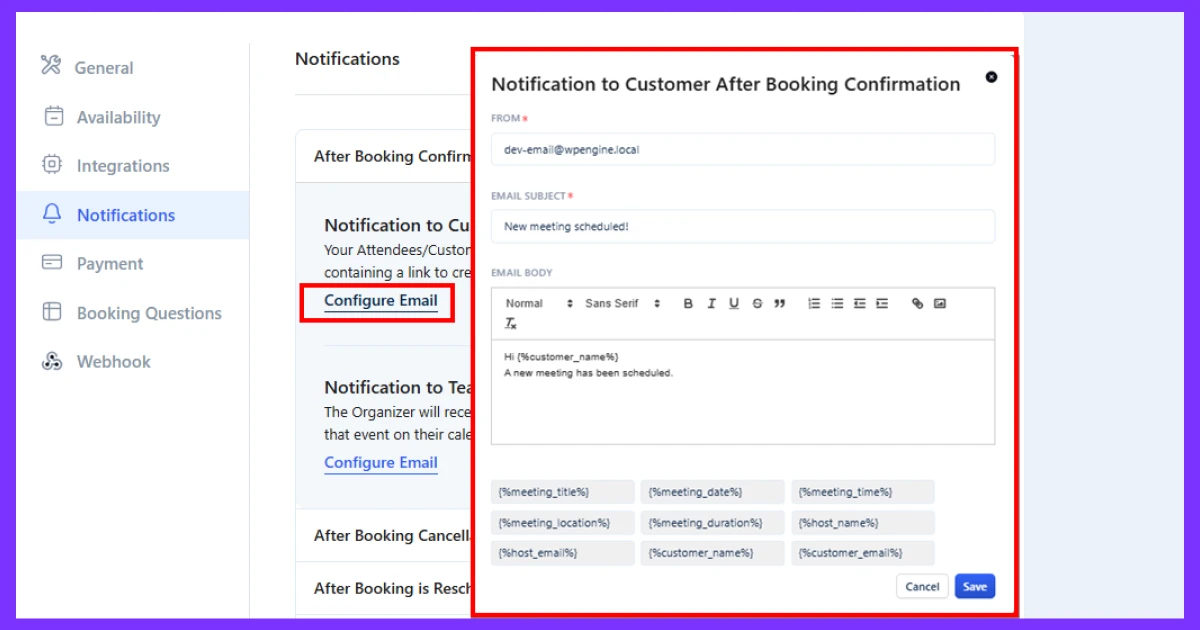 Configure Reminder Email Templates