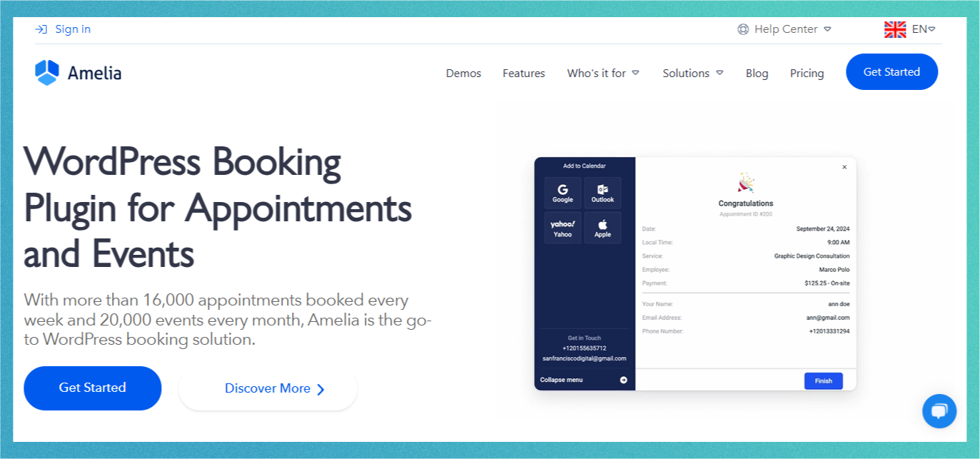amelia booking solution plugin