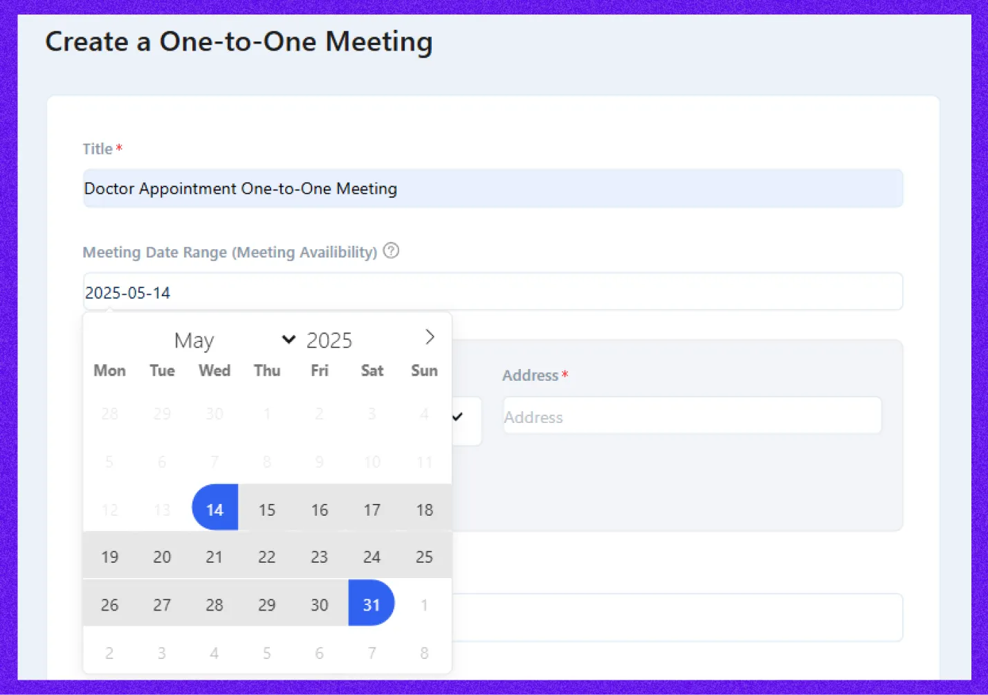fill up with meeting details