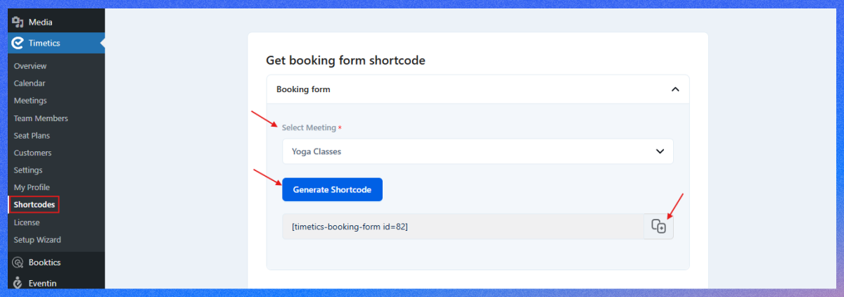 generate shortcode