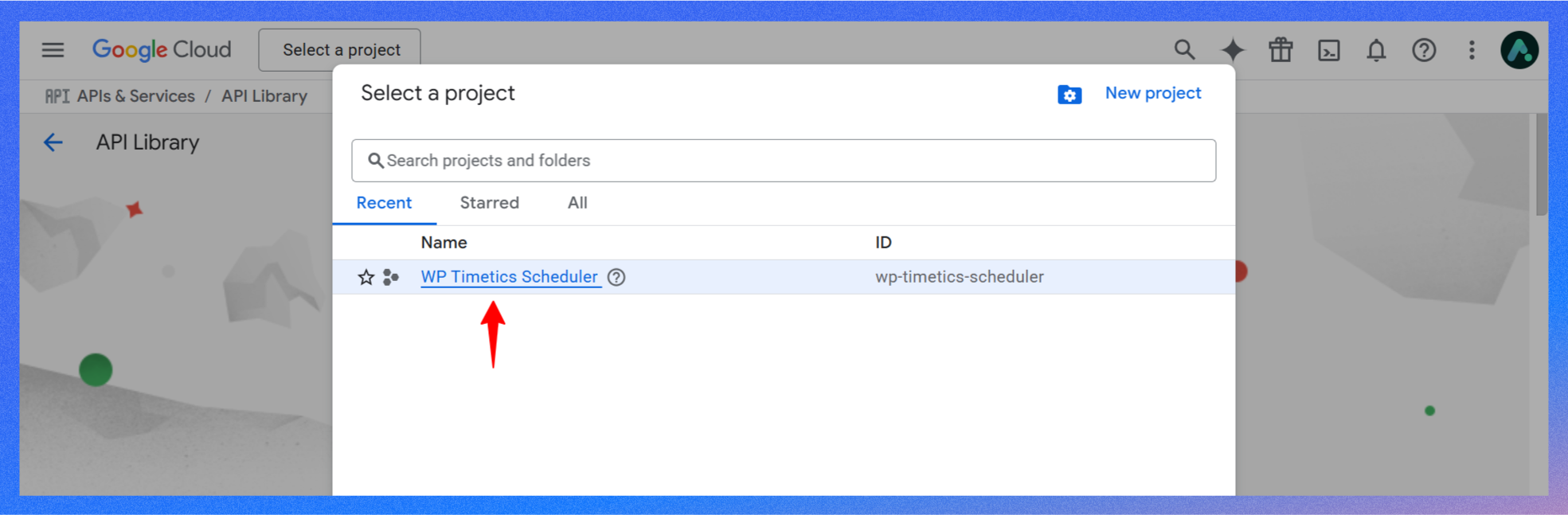 Select the project
