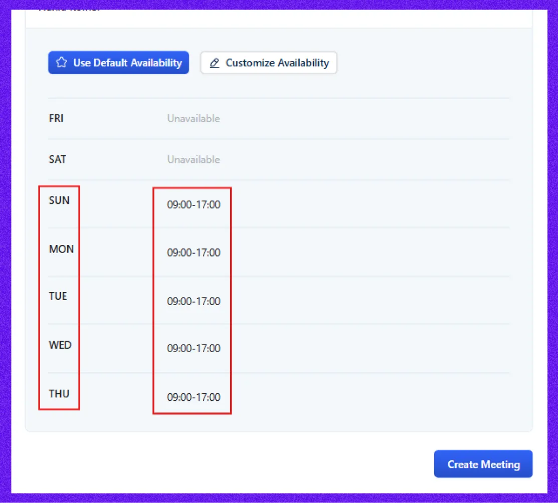 set availability