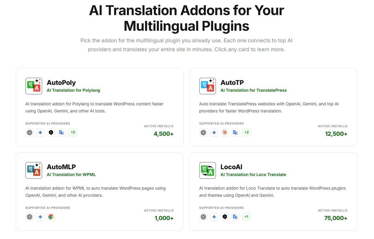 AI translation Addons