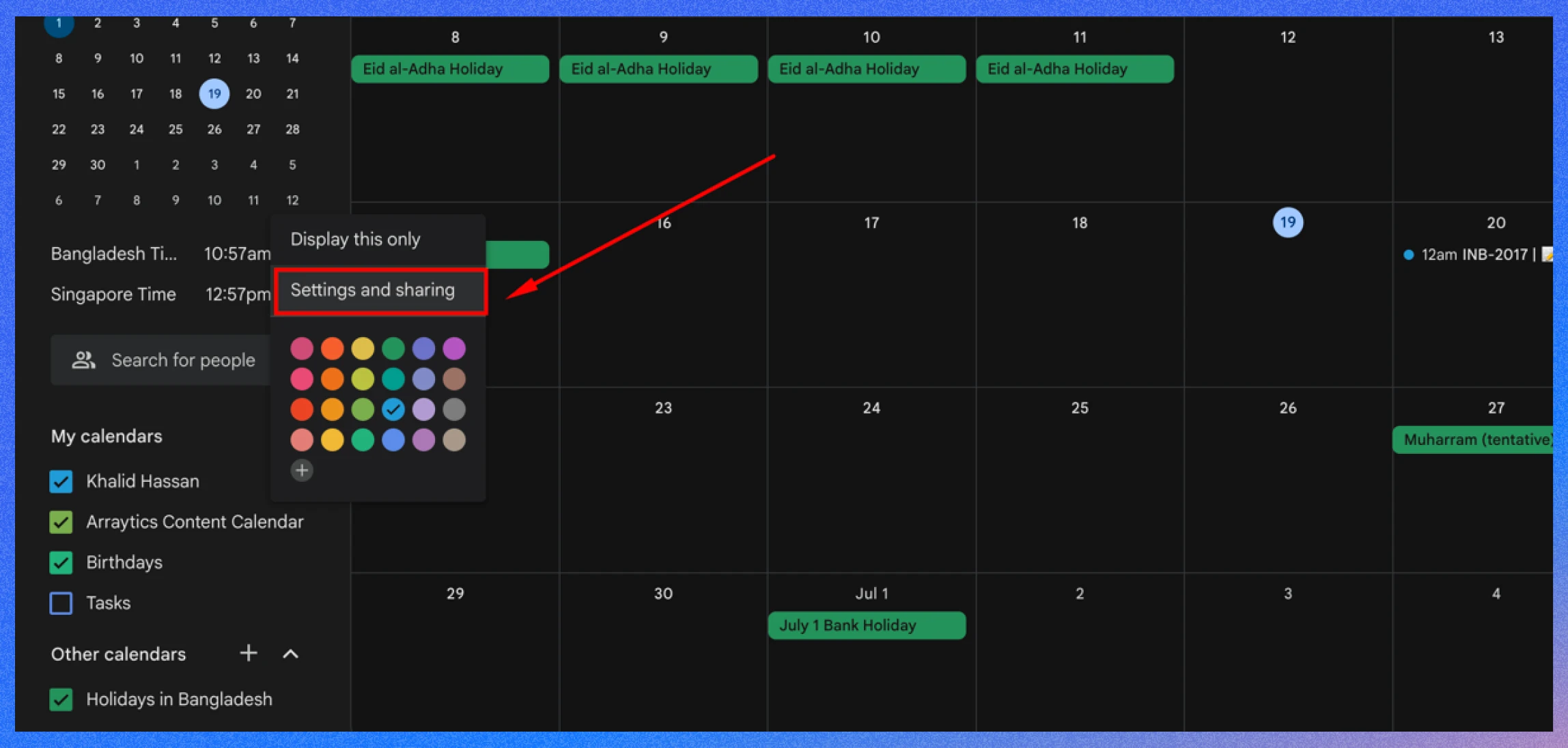 Tip 11: Share calendars for seamless collaboration