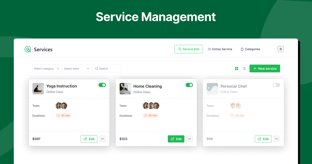 Service management setup