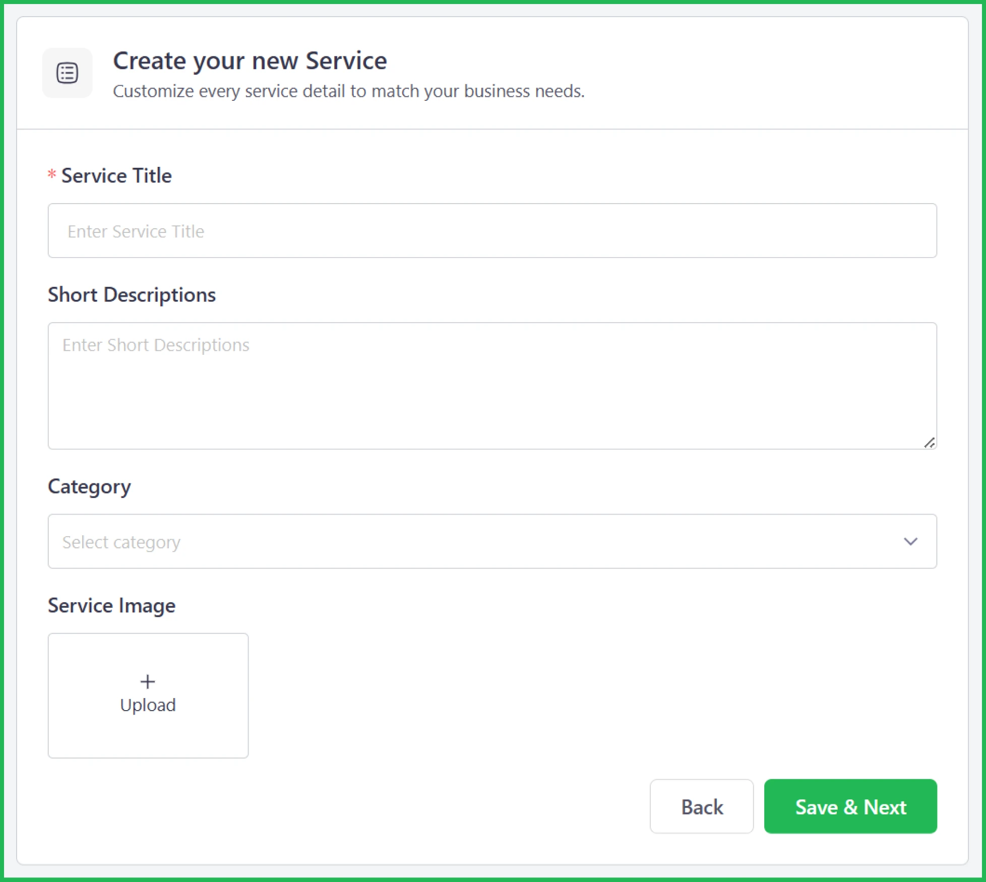 Create Your New Service