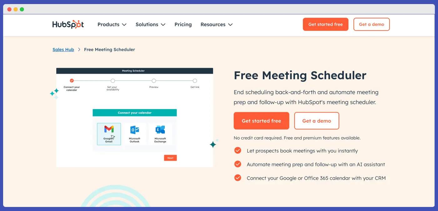 3. HubSpot Meeting Scheduler (HubSpot meetings)