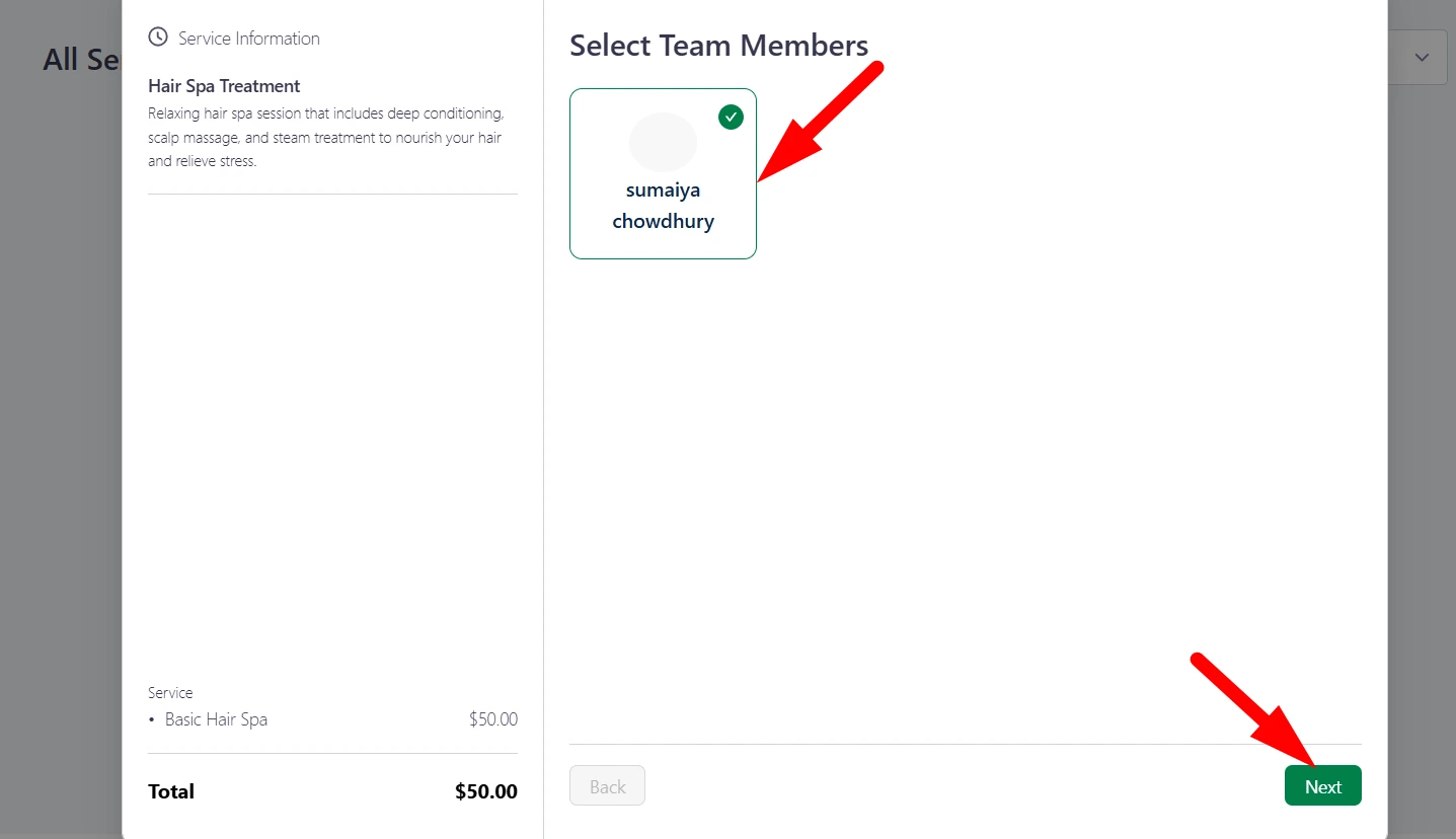 Select a Team Member 