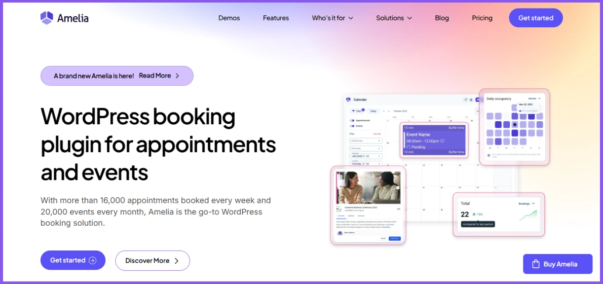 Amelia Lite best for appointments and basic Event Bookings